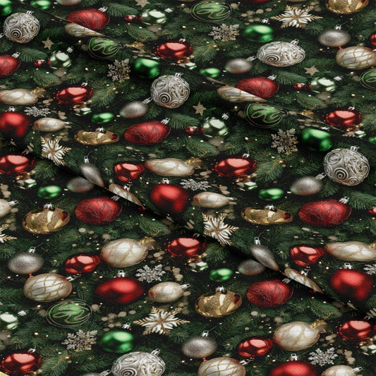 Realistic Christmas Ornaments Pattern 13 Quilting Cotton Fabric