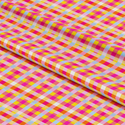 Neon Gingham Pattern 4 Quilting Cotton Fabric