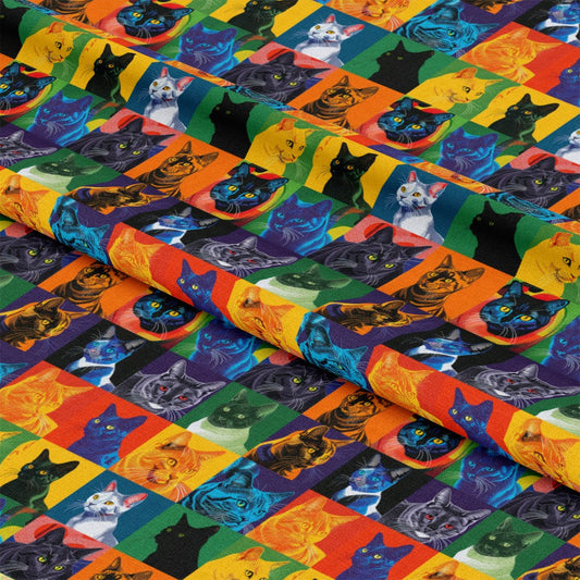 Cat Patchwork Pattern 1 Quilting Cotton Fabric