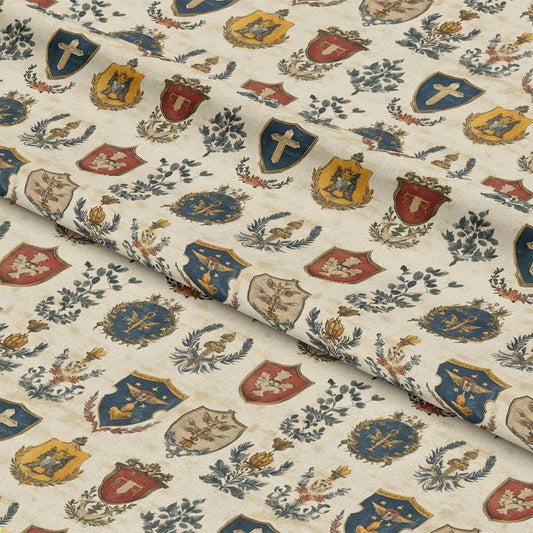 Rustic German Banners and Shields Pattern 20 Quilting Cotton Fabric