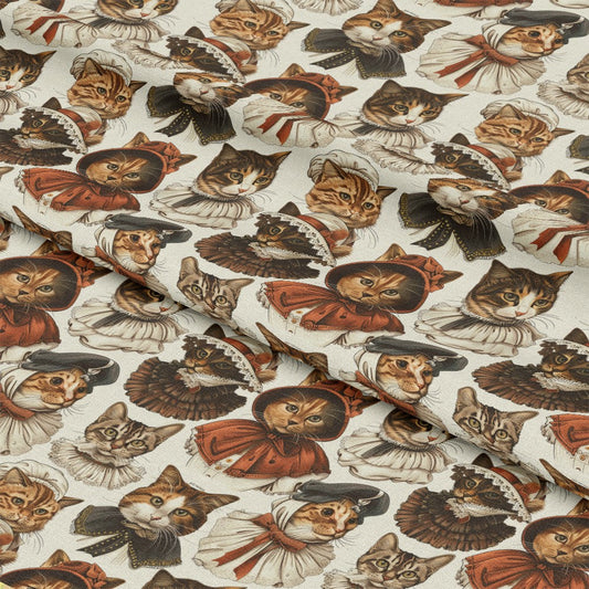 Victorian Cats Pattern 7 Quilting Cotton Fabric