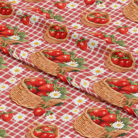 Strawberry Gingham Picnic Pattern 1 Quilting Cotton Fabric