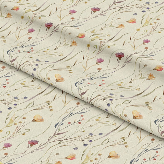 Handdrawn Meadow Wildflowers Pattern 6 Quilting Cotton Fabric
