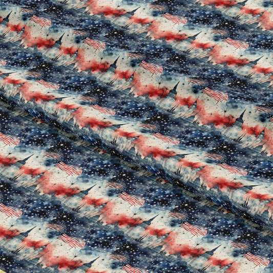 Patriotic Grunge Pattern 10 Quilting Cotton Fabric