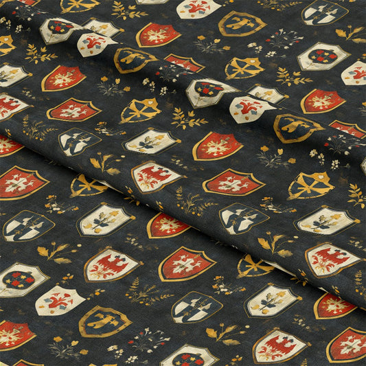 Rustic German Banners and Shields Pattern 15 Quilting Cotton Fabric