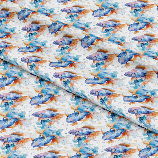 Watercolor Fish Pattern 10 Quilting Cotton Fabric