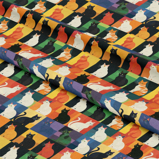 Cat Patchwork Pattern 14 Quilting Cotton Fabric