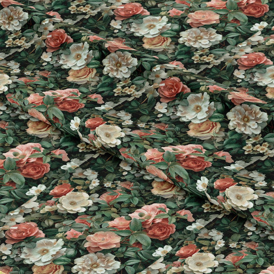 Realistic Flower Patch Pattern 9 Quilting Cotton Fabric