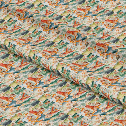 Watercolor Football Pattern 9 Quilting Cotton Fabric