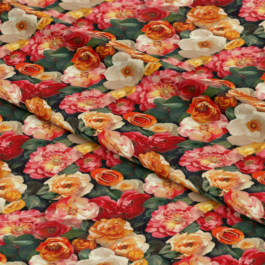 Realistic Flower Patch Pattern 8 Quilting Cotton Fabric