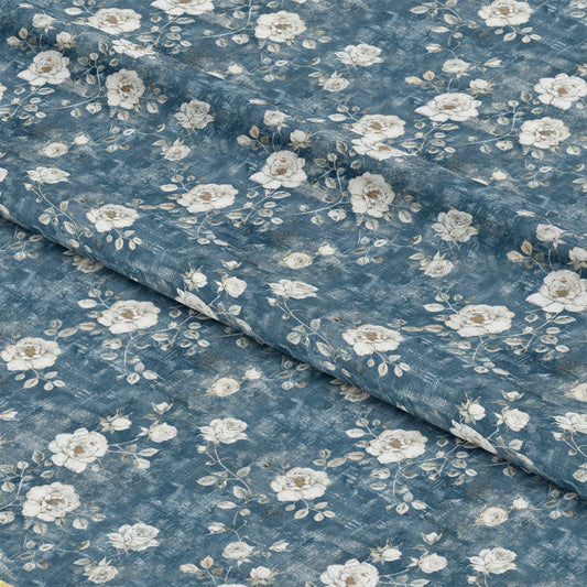 Vintage Farmhouse Blue Pattern 1 Quilting Cotton Fabric