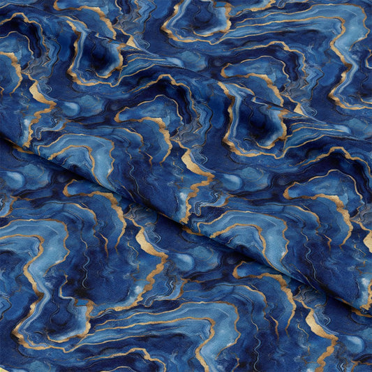 Royal Blue and Gold Agate Pattern 20 Quilting Cotton Fabric