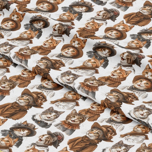 Victorian Cats Pattern 8 Quilting Cotton Fabric