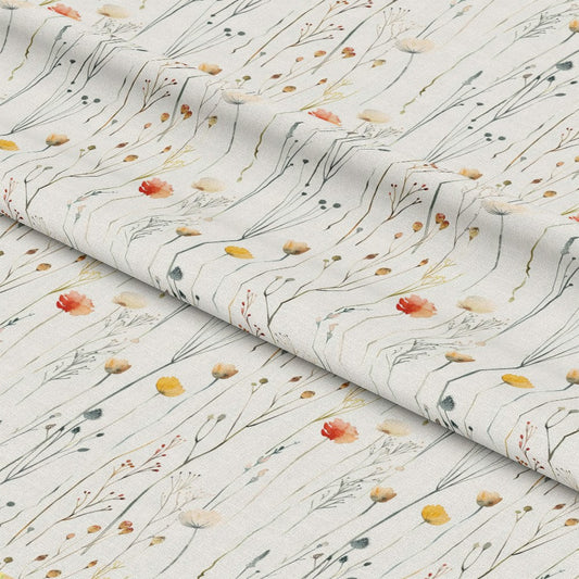 Handdrawn Meadow Wildflowers Pattern 1 Quilting Cotton Fabric