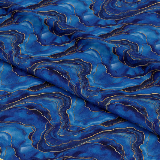 Royal Blue and Gold Agate Pattern 10 Quilting Cotton Fabric