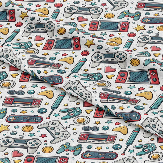 Modern Gamer Controllers Pattern 6 Quilting Cotton Fabric