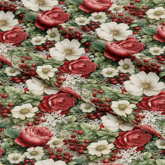Christmas Florals Pattern 14 Quilting Cotton Fabric