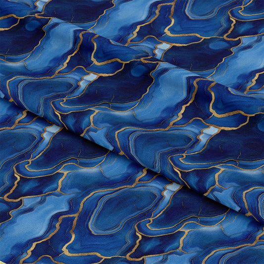 Royal Blue and Gold Agate Pattern 31 Quilting Cotton Fabric