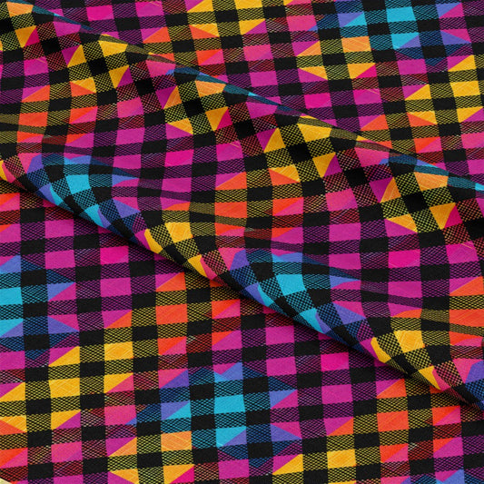 Neon Gingham Pattern 18 Quilting Cotton Fabric