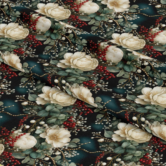 Christmas Florals Pattern 4 Quilting Cotton Fabric