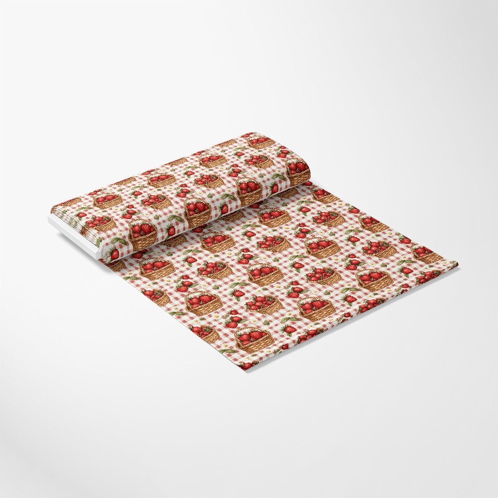 Strawberry Gingham Picnic Pattern 13 Quilting Cotton Fabric