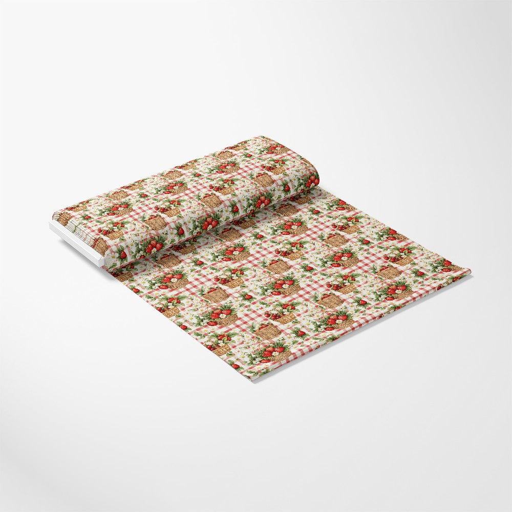 Strawberry Gingham Picnic Pattern 17 Quilting Cotton Fabric