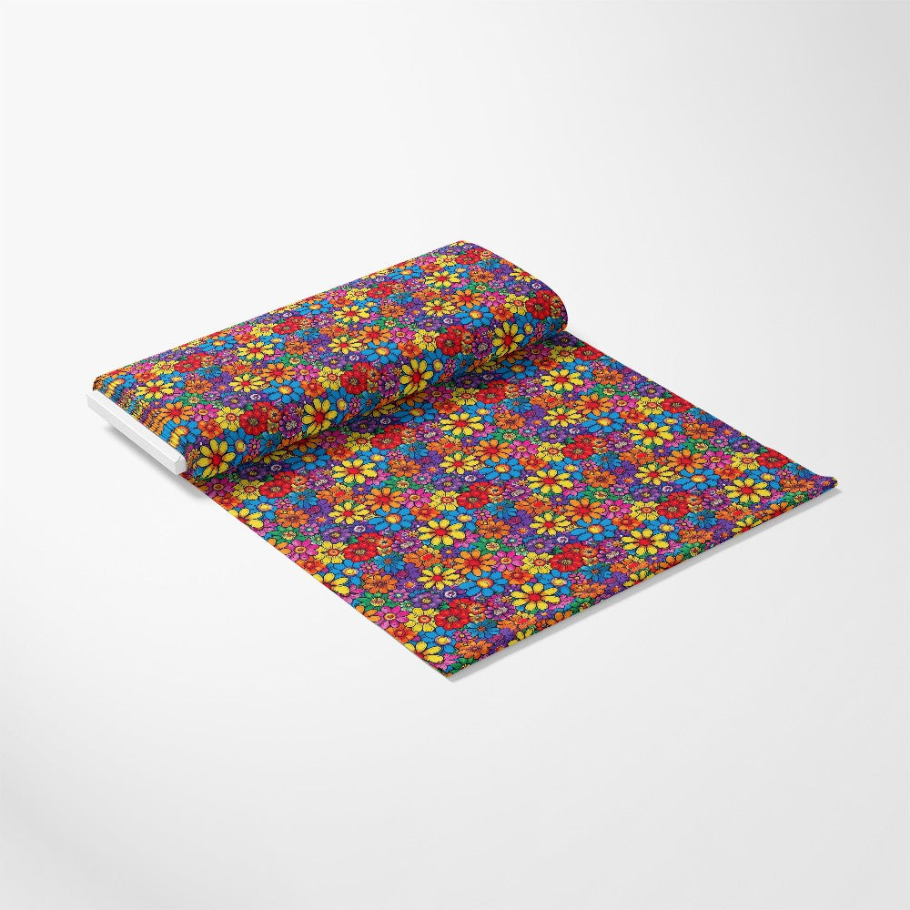 Rainbow Hippie Flowers Pattern 10 Quilting Cotton Fabric