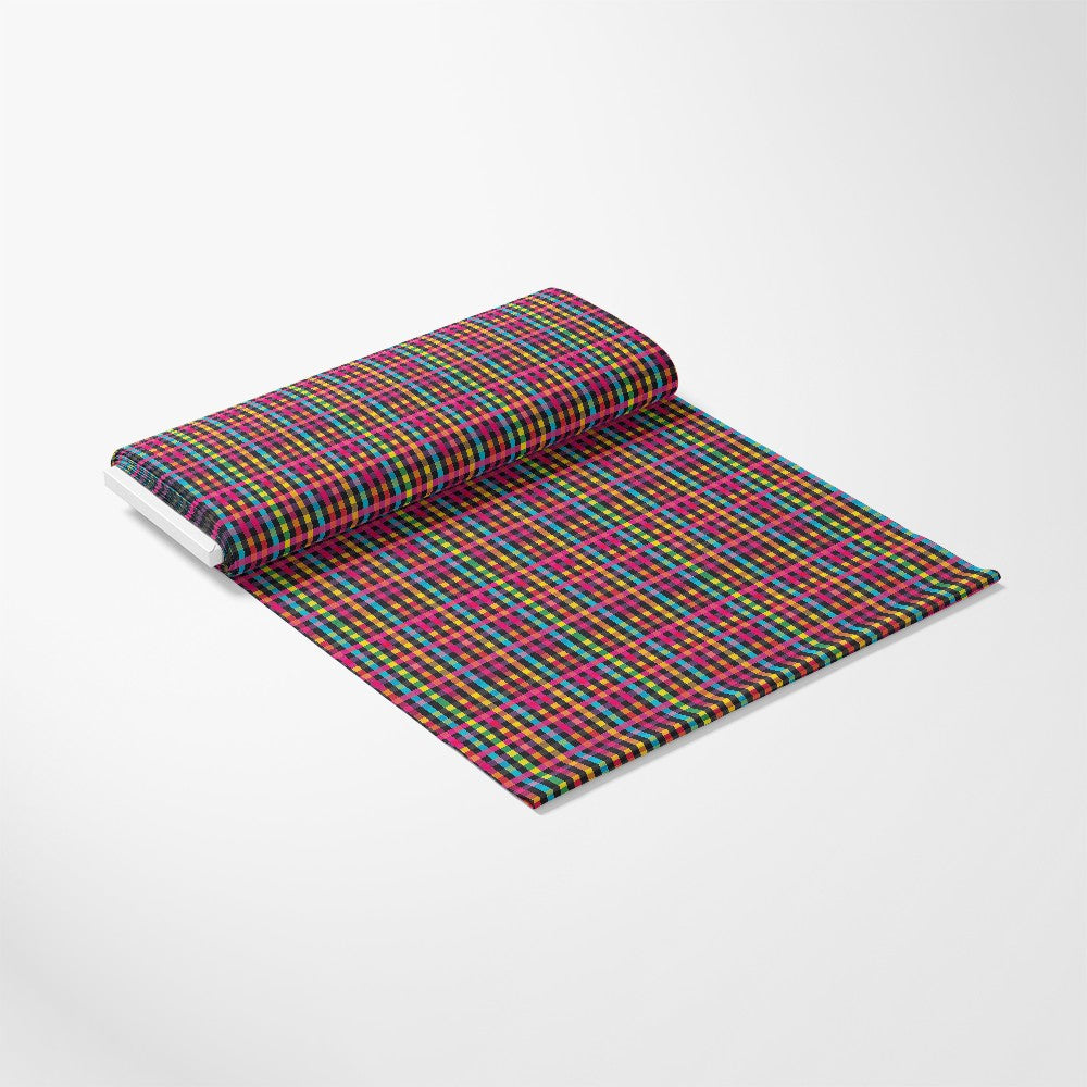 Neon Gingham Pattern 15 Quilting Cotton Fabric