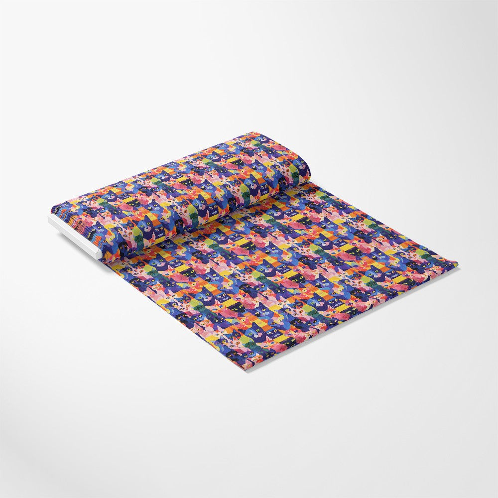 Cat Patchwork Pattern 15 Quilting Cotton Fabric