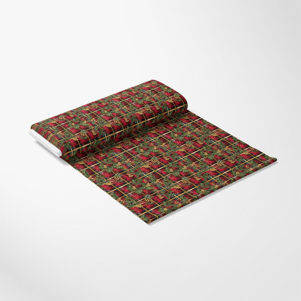 Red Green Gold Christmas Pattern 4 Quilting Cotton Fabric