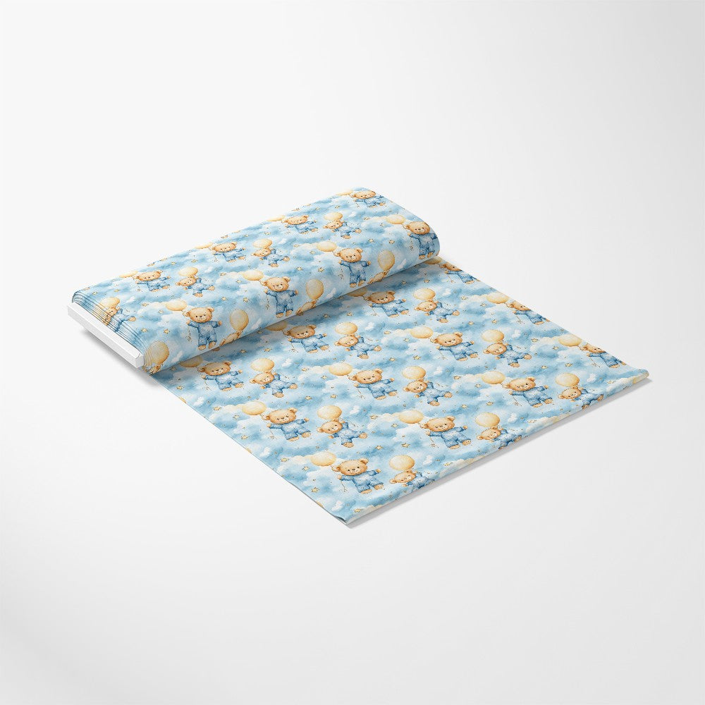 Blue Teddy Bear Baby Boy Pattern 6 Quilting Cotton Fabric