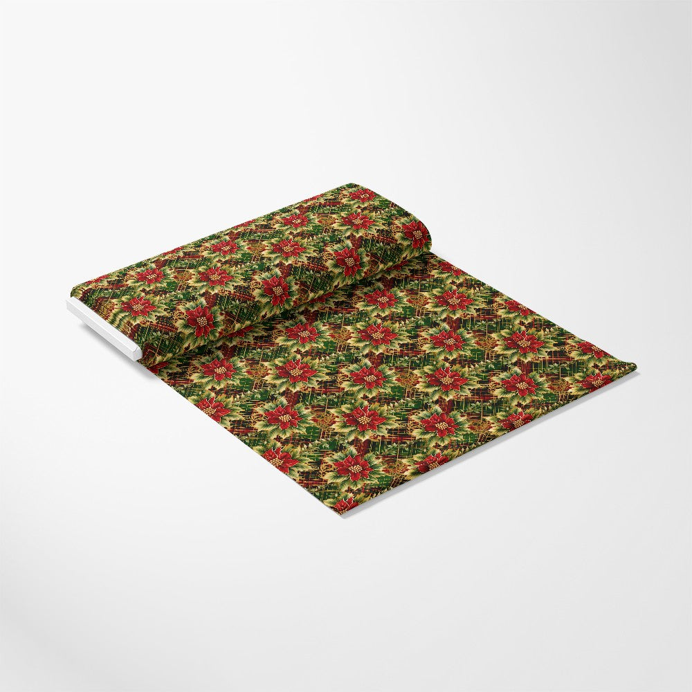 Red Green Gold Christmas Pattern 12 Quilting Cotton Fabric