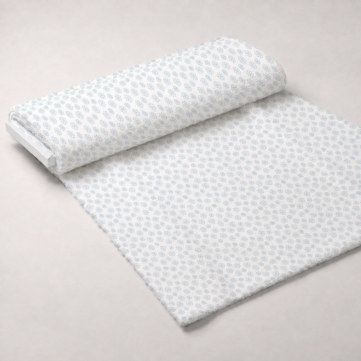 Periwinkle Dreams Daisies Outline on White Minky Fabric