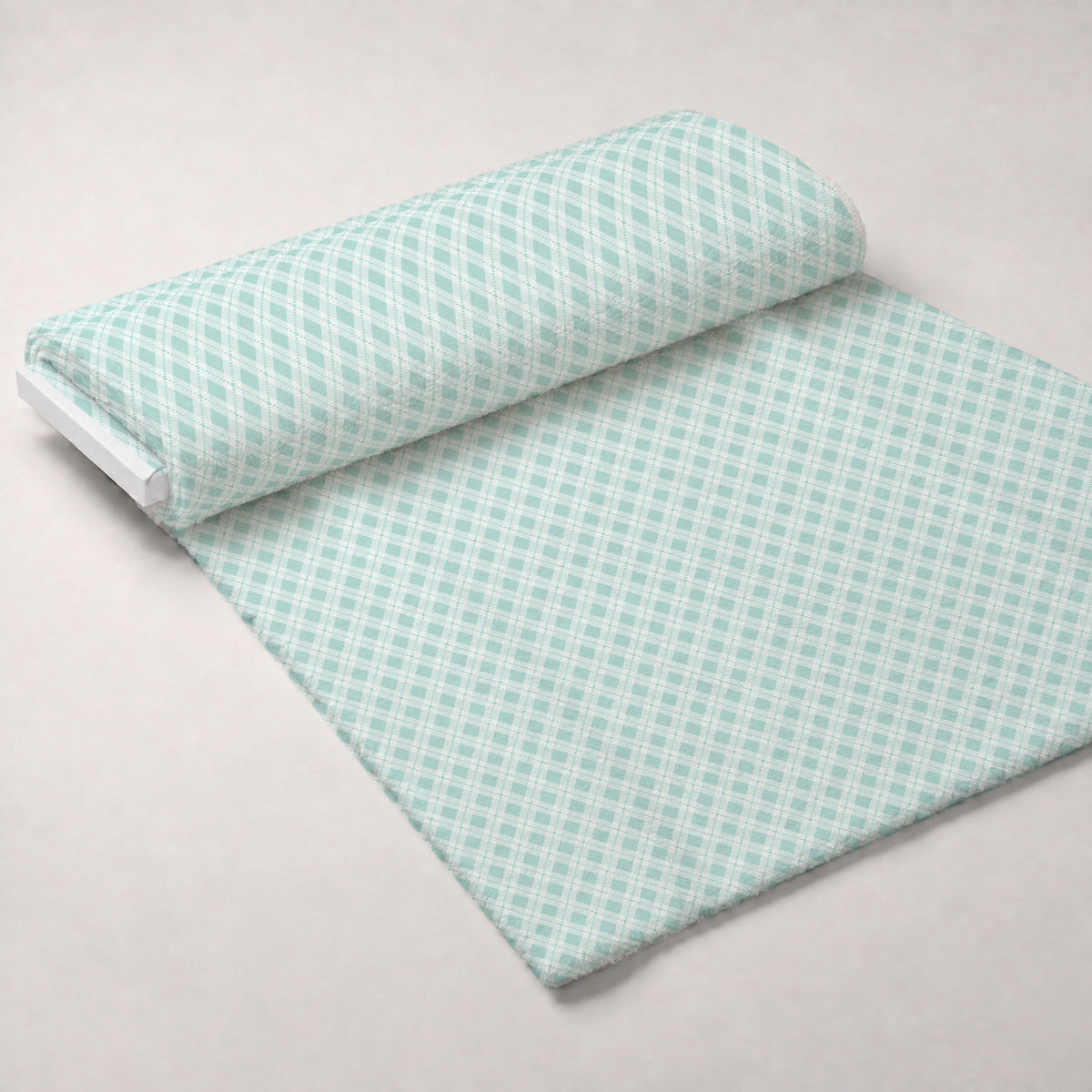 Seafoam Gingham Pattern 14 Minky Fabric