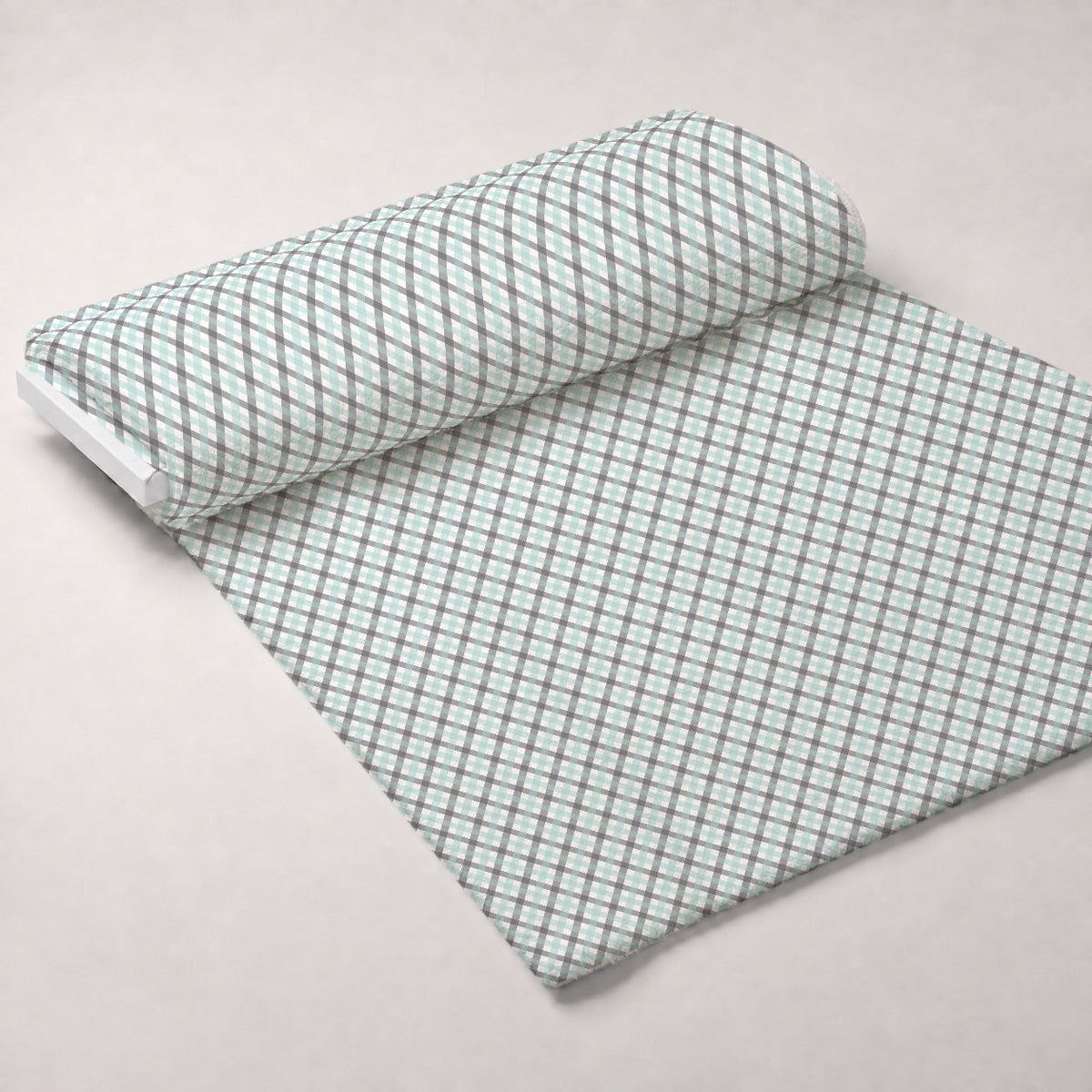 Seafoam Gingham Pattern 3 Minky Fabric