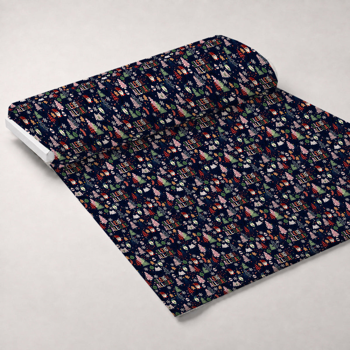 Sleigh All Day Indigo Minky Fabric