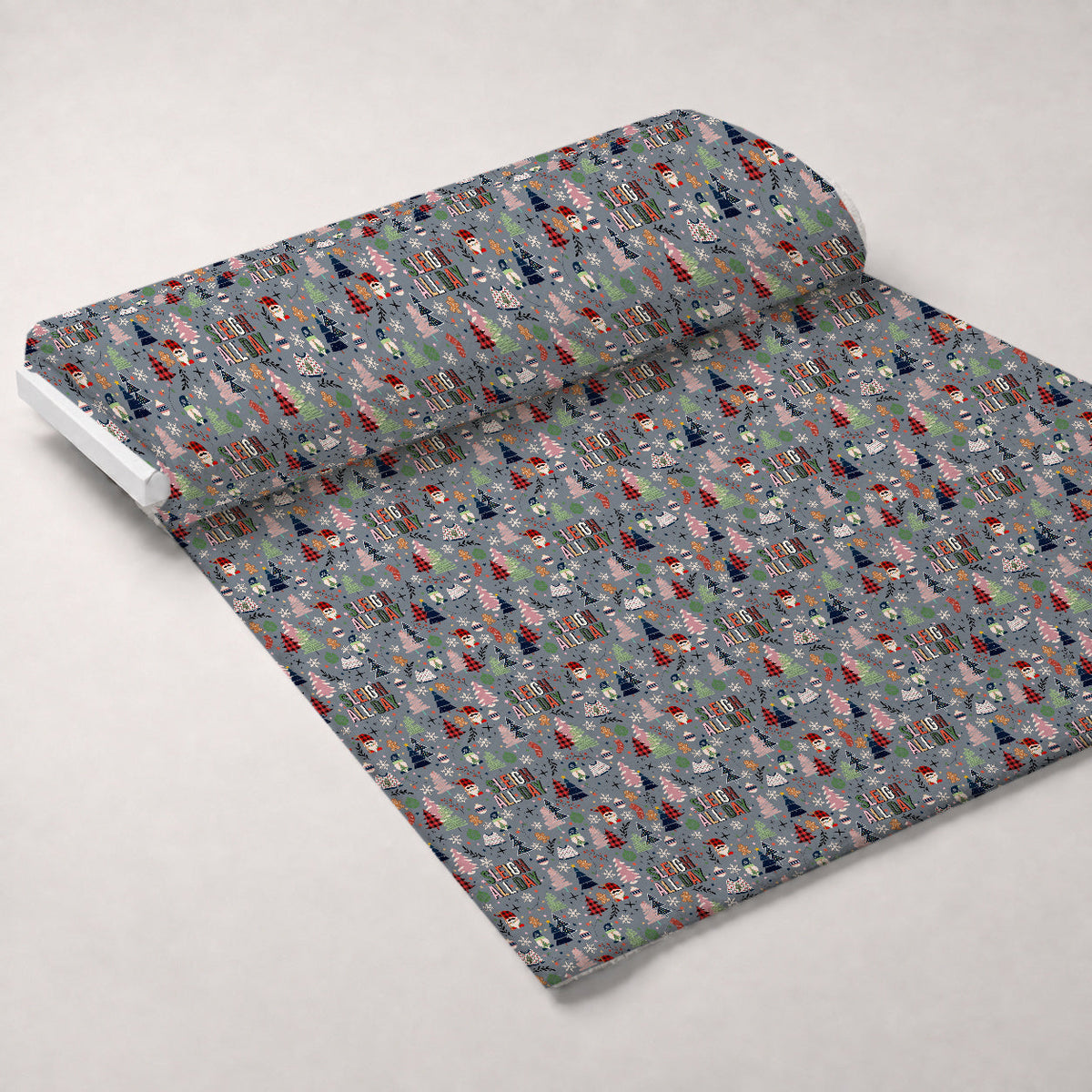 Sleigh All Day Light Grey Minky Fabric