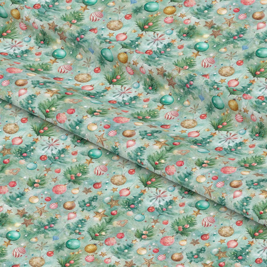 Pastel Christmas Time Pattern 6 Quilting Cotton Fabric