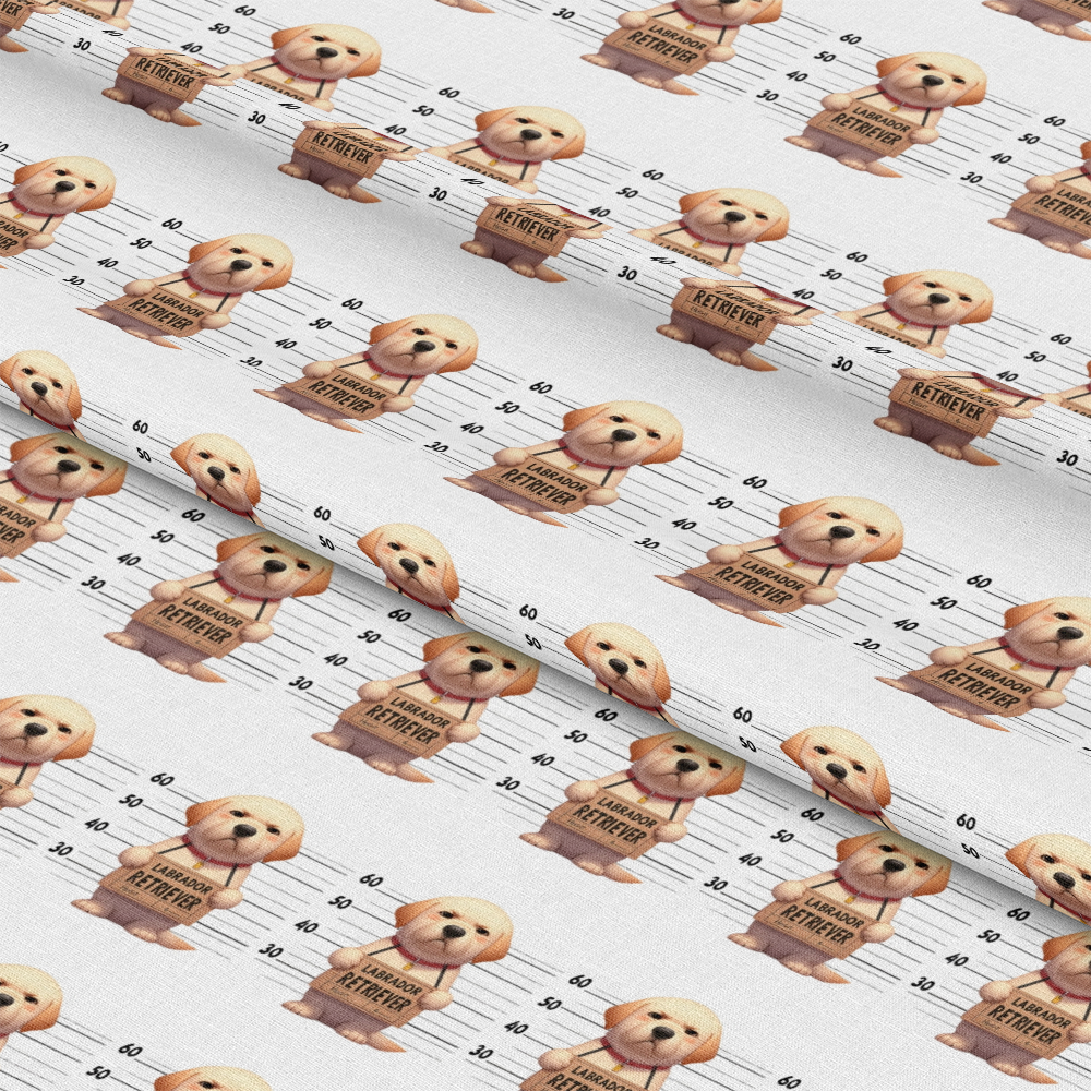 Doggie Mugshots Labrador Retriever Pattern Quilting Cotton Fabric