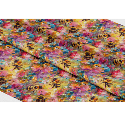 Floral Bee Painting Quilting Cotton Fabric