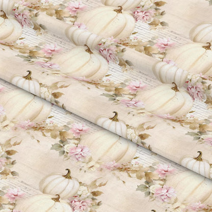White Fall Pumpkins Pattern 2 Quilting Cotton Fabric