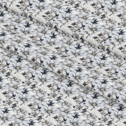 White Flowers Pattern 8 Quilting Cotton Fabric
