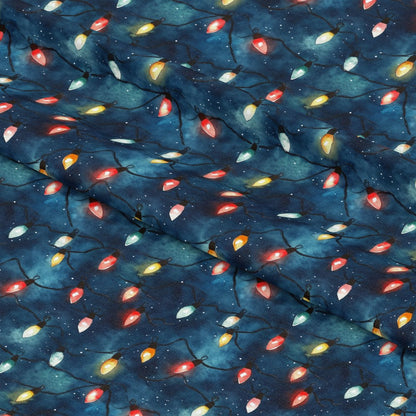 Watercolor Christmas Lights Pattern 4 Quilting Cotton Fabric