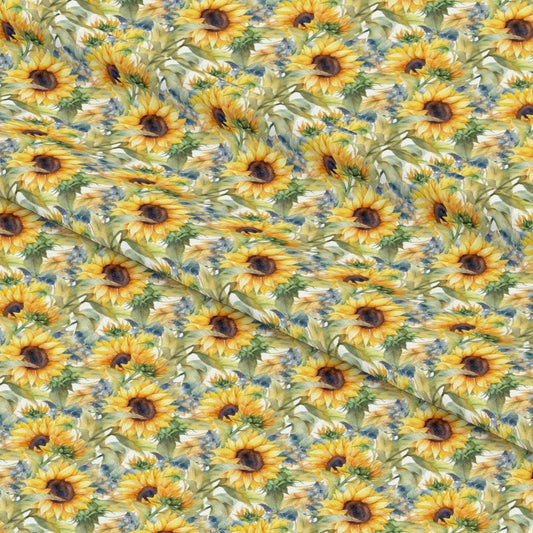 Sunflower and Butterfly Pattern 23 Quilting Cotton Fabric