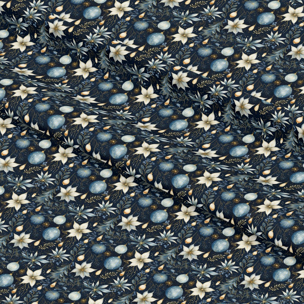 Navy and Cream Christmas Pattern 2 Quilting Cotton Fabric