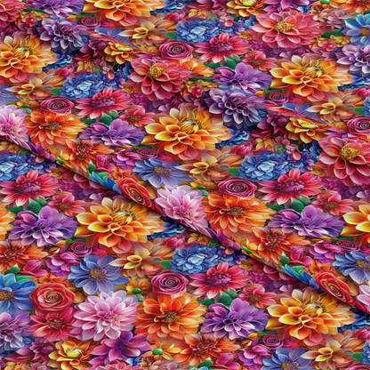 3D Colorful Florals Pattern 12 Quilting Cotton Fabric