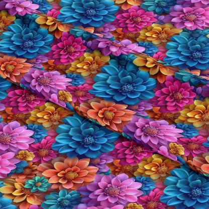 3D Colorful Florals Pattern 1 Quilting Cotton Fabric