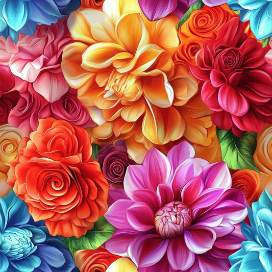 3D Colorful Florals Pattern 2 Quilting Cotton Fabric