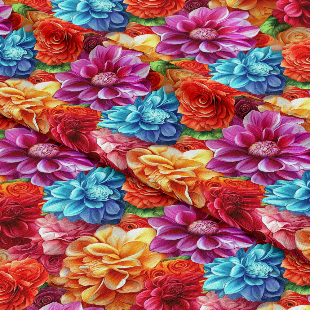 3D Colorful Florals Pattern 2 Quilting Cotton Fabric