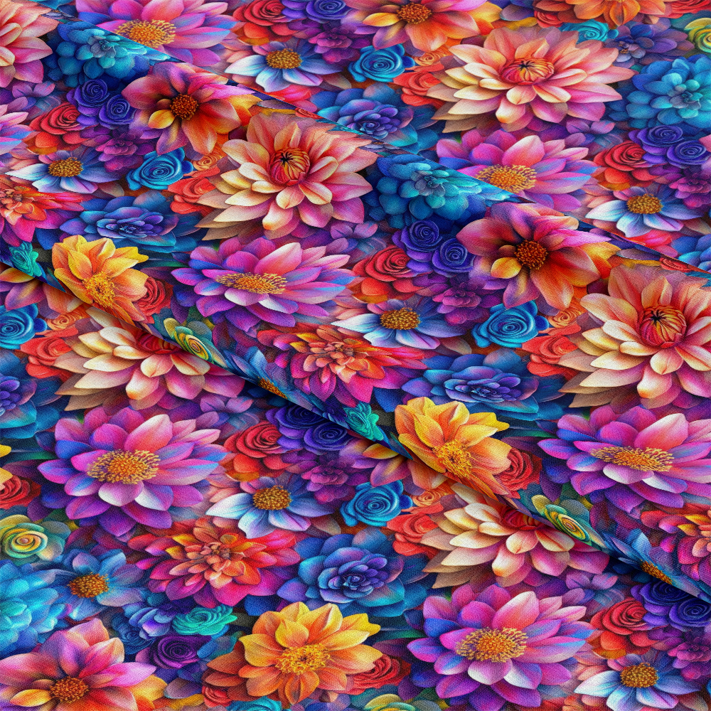3D Colorful Florals Pattern 3 Quilting Cotton Fabric